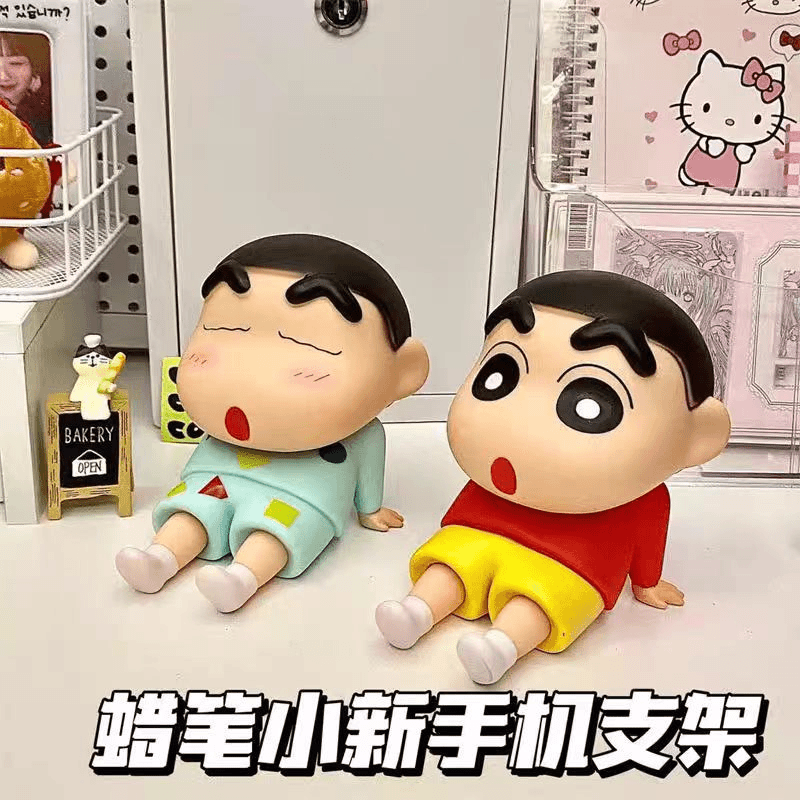 蜡笔小新手机支架懒人手机座手办可动模型可爱桌面摆件公仔礼物